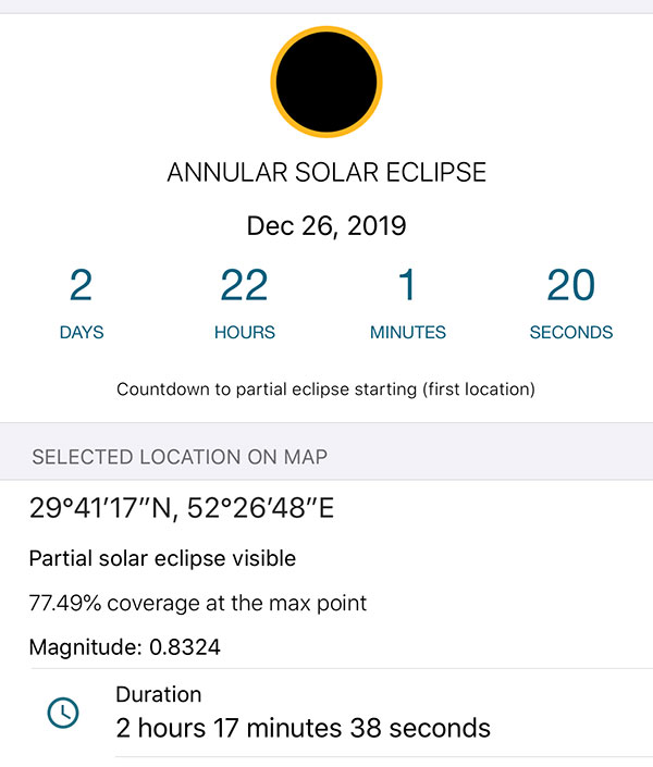 solar eclipse Iran date